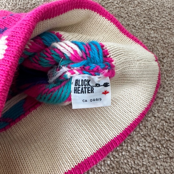 Vintage 80s BLOCK HEATER Cozy Canadian Winter Wool Knit Toque - Picture 3 of 3